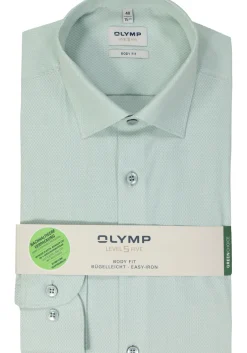 OLYMP Level 5 body fit overhemd, structuur, groen