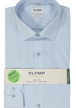 OLYMP Level 5 body fit overhemd, structuur, lichtblauw