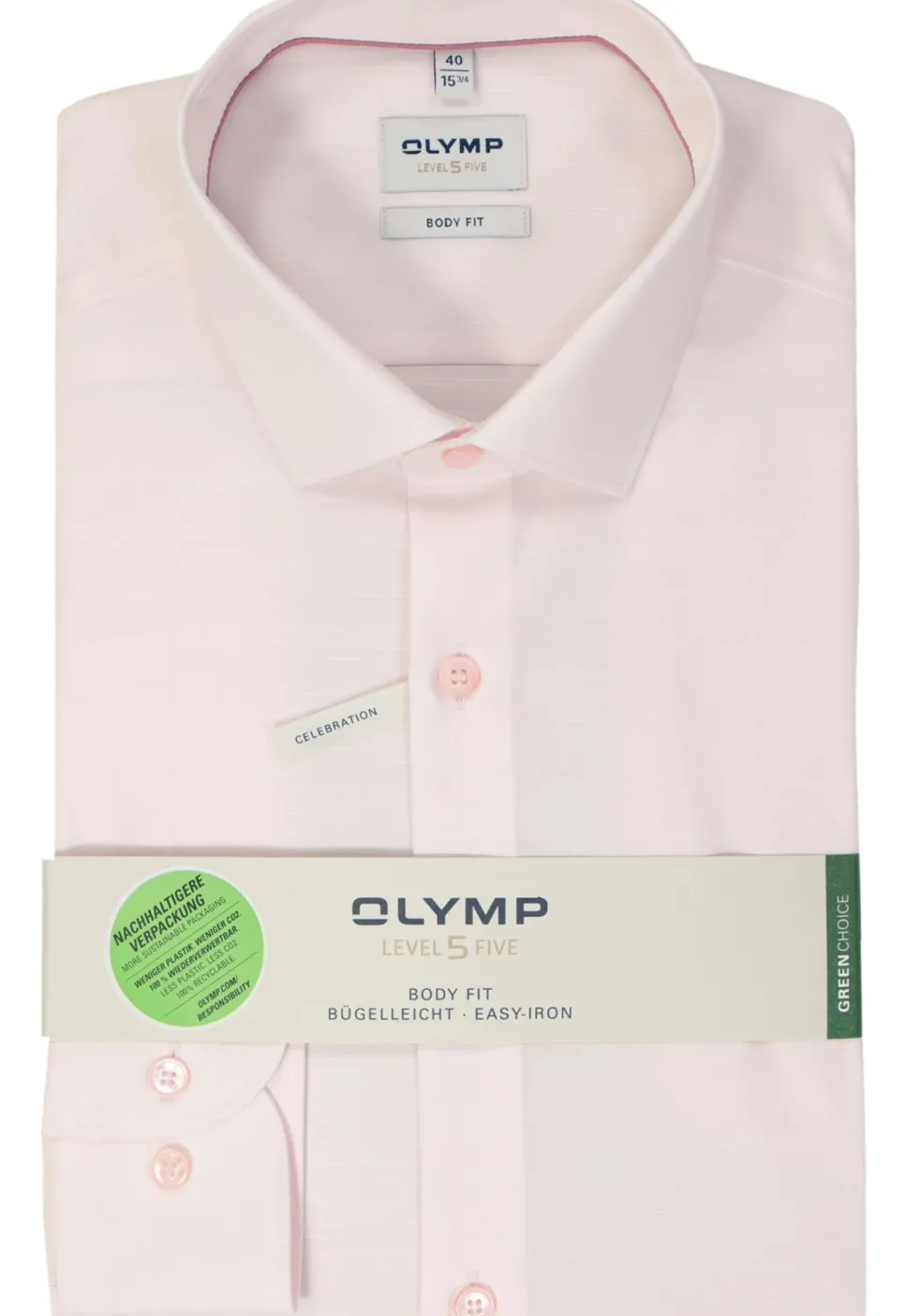 OLYMP Level 5 body fit overhemd, structuur, roze