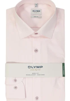 OLYMP Level 5 body fit overhemd, structuur, roze
