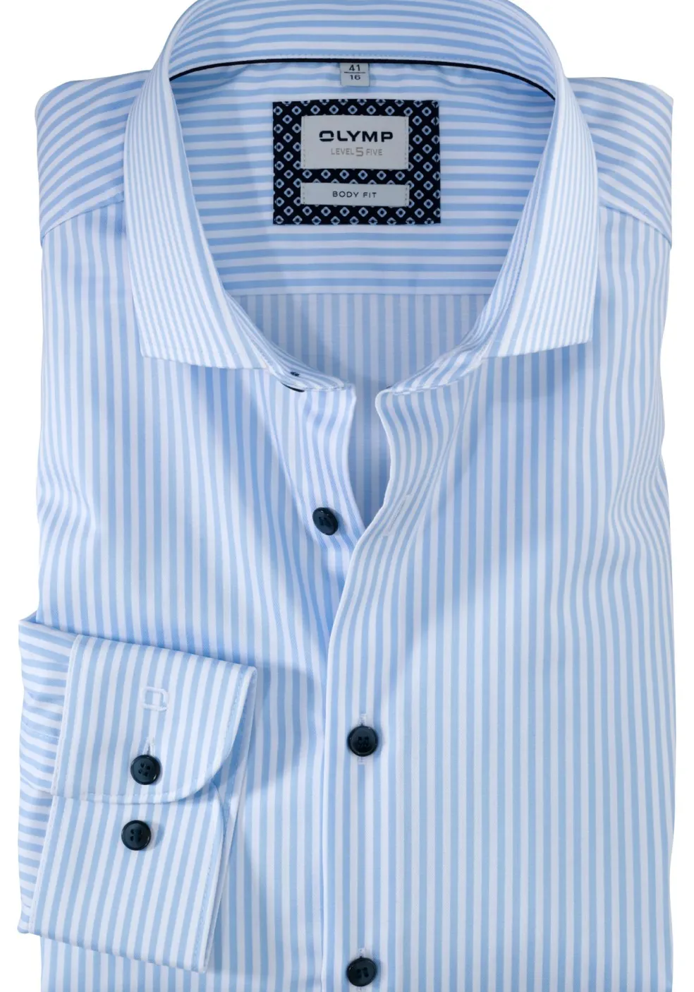 OLYMP Level 5 body fit overhemd, twill, bleu gestreept
