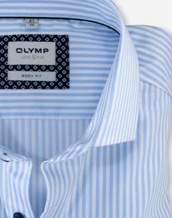 OLYMP Level 5 body fit overhemd, twill, bleu gestreept