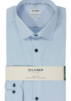 OLYMP Level 5 body fit overhemd, twill, lichtblauw
