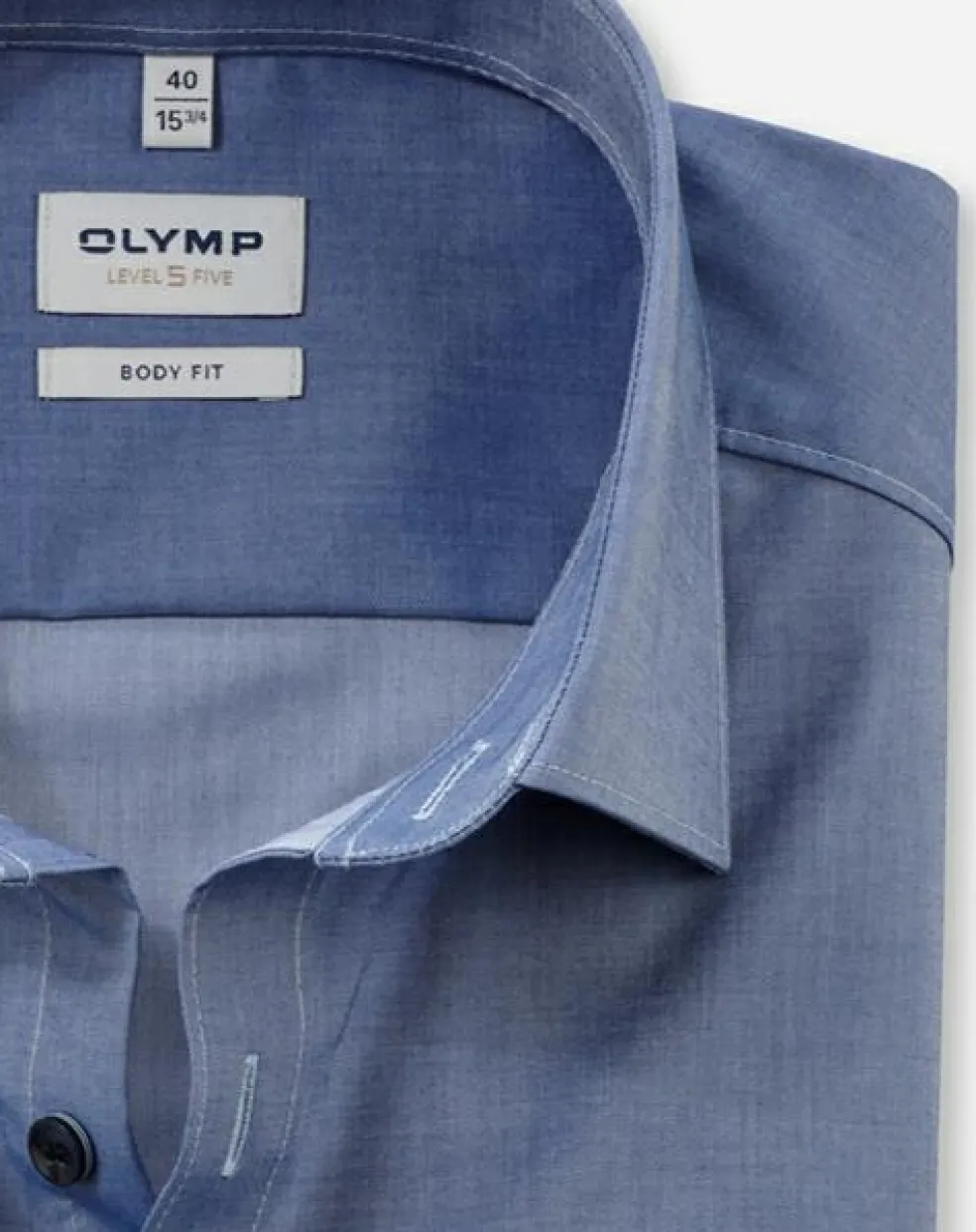 OLYMP Level 5 body fit overhemd, twill, rookblauw