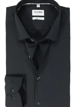 OLYMP Level 5 body fit overhemd, twill, zwart