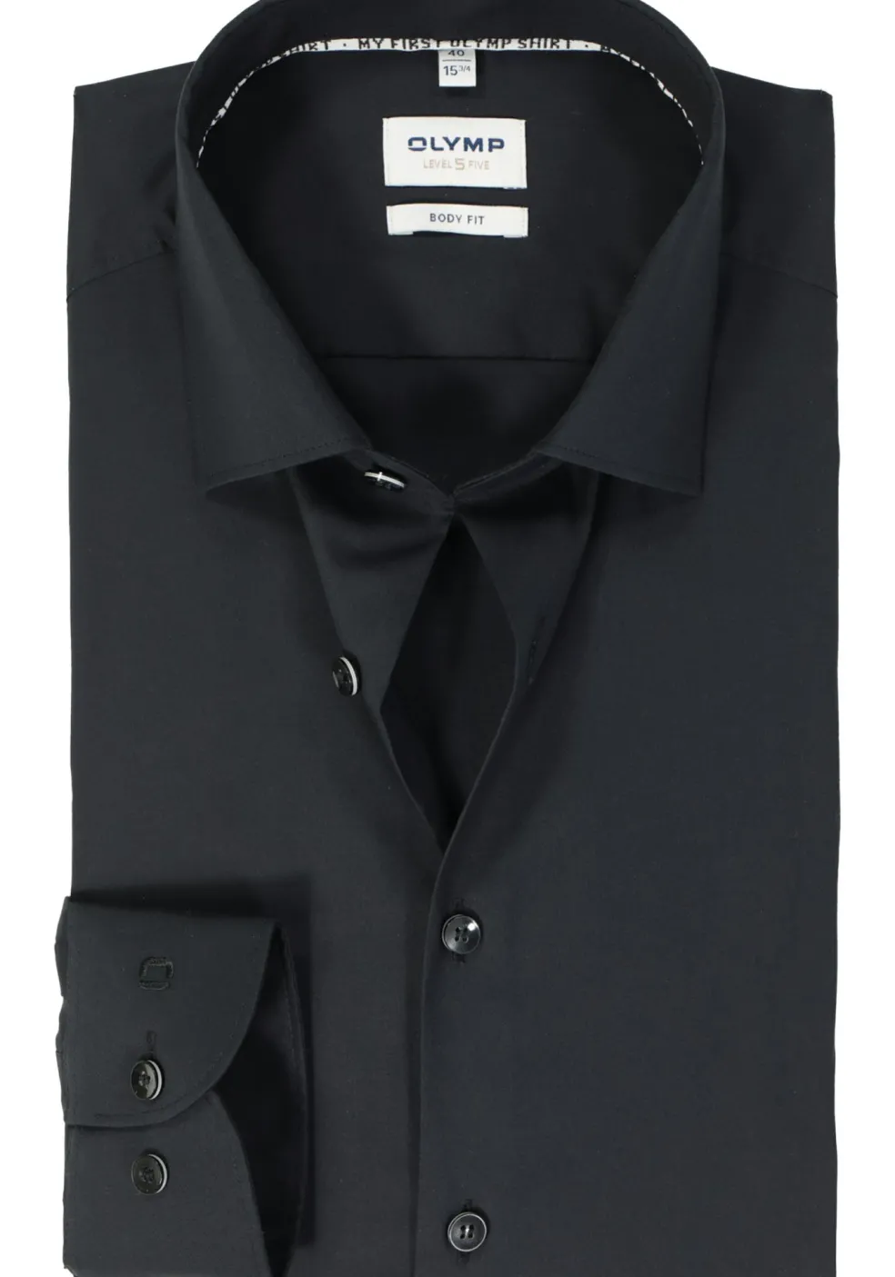 OLYMP Level 5 body fit overhemd, twill, zwart
