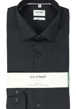 OLYMP Level 5 body fit overhemd, twill, zwart