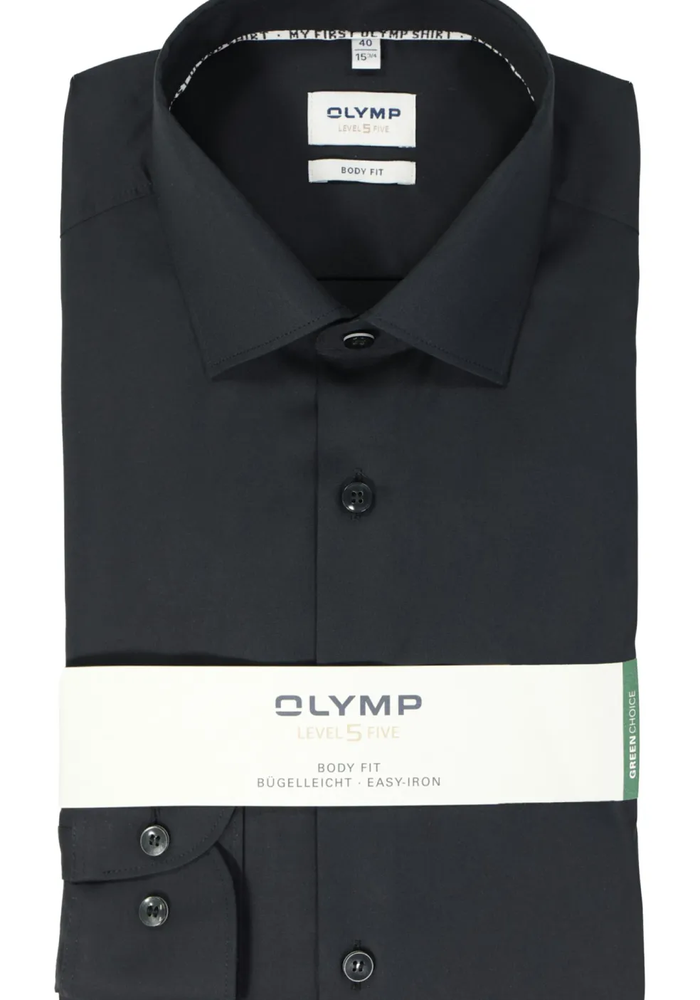 OLYMP Level 5 body fit overhemd, twill, zwart