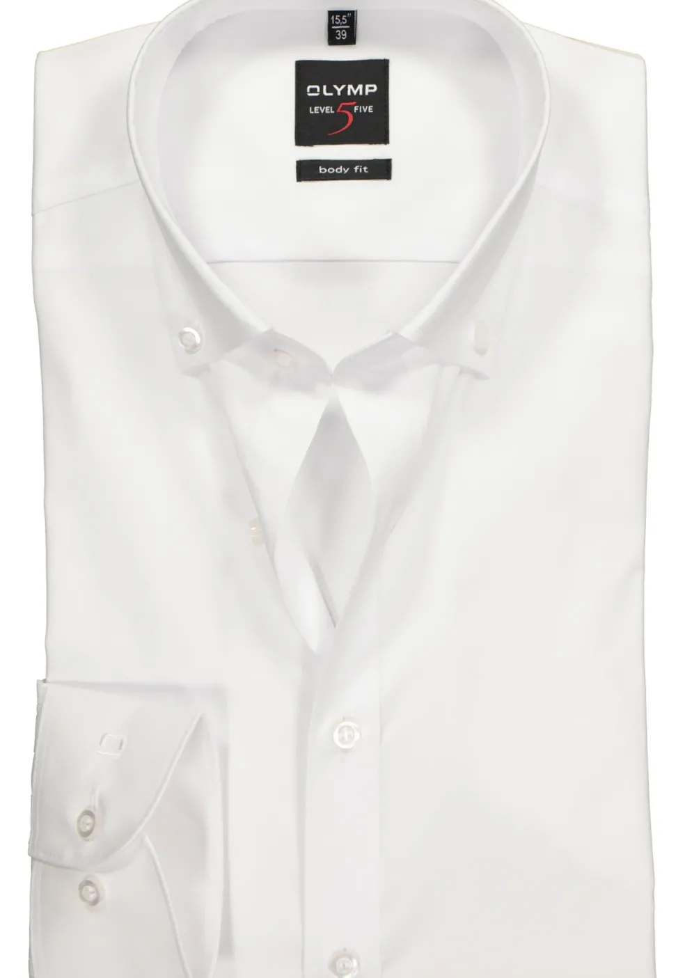 OLYMP Level 5 body fit overhemd, wit met button-down kraag
