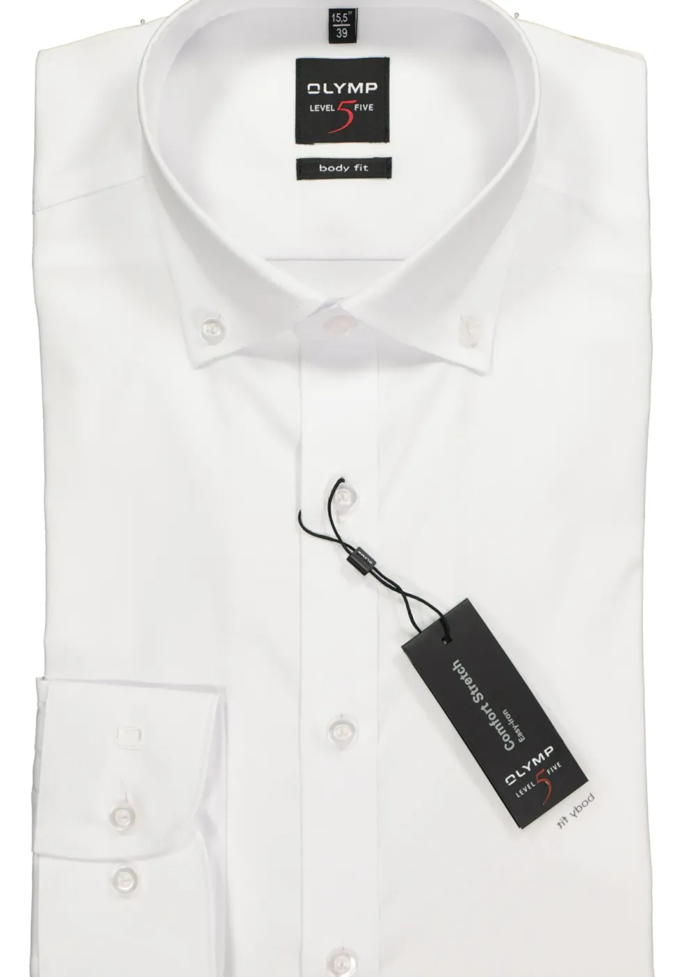 OLYMP Level 5 body fit overhemd, wit met button-down kraag