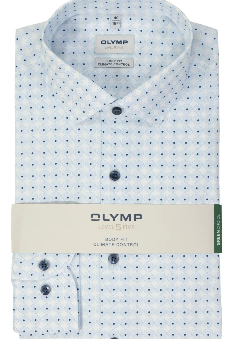 OLYMP 24/7 Level 5 body fit overhemd, dobby, lichtblauw dessin