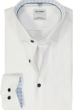 OLYMP 24/7 Level 5 body fit overhemd, mouwlengte 7, twill, wit