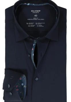 OLYMP 24/7 Level 5 body fit overhemd, tricot, marine blauw