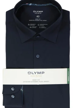 OLYMP 24/7 Level 5 body fit overhemd, tricot, marine blauw