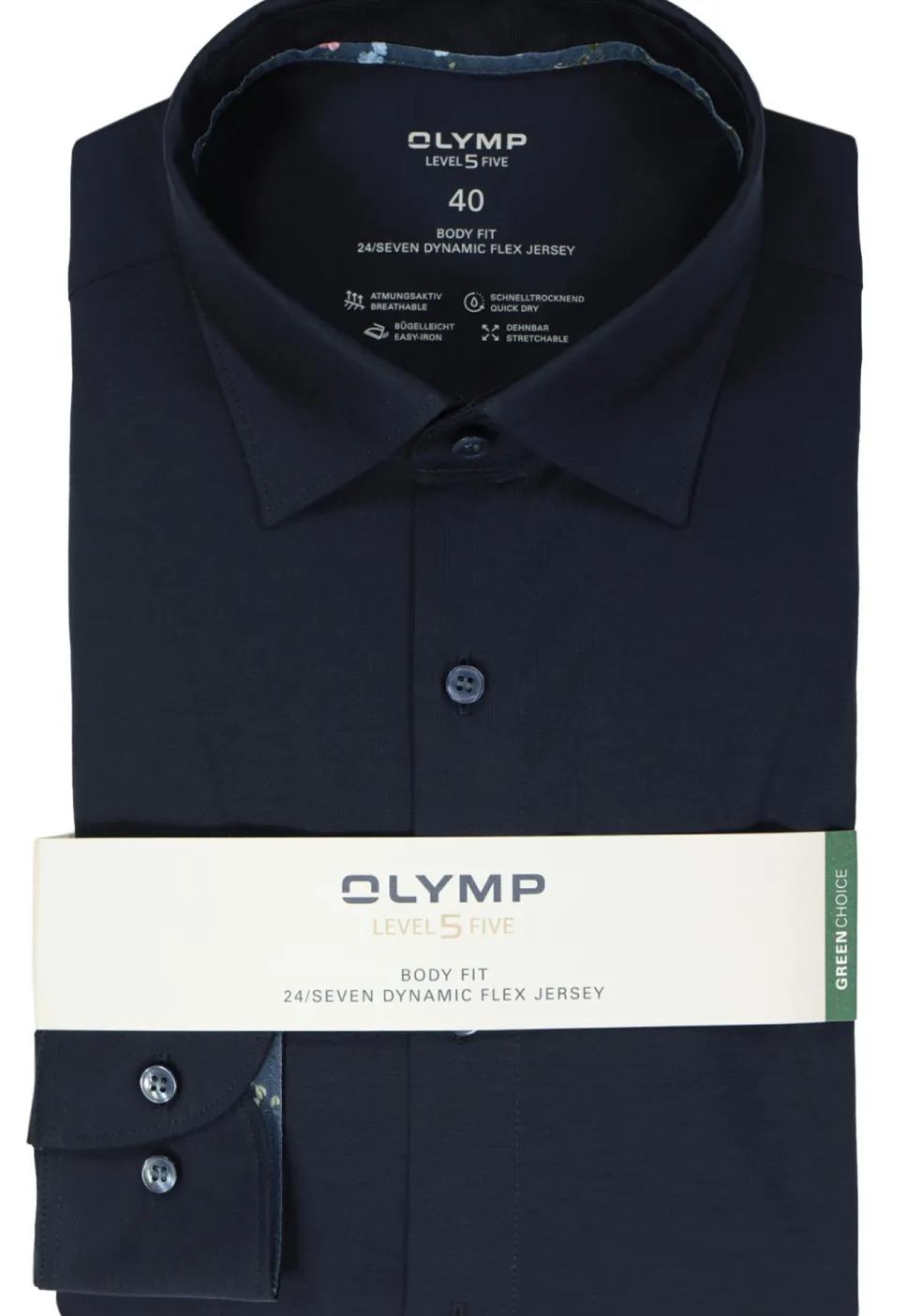 OLYMP 24/7 Level 5 body fit overhemd, tricot, marine blauw