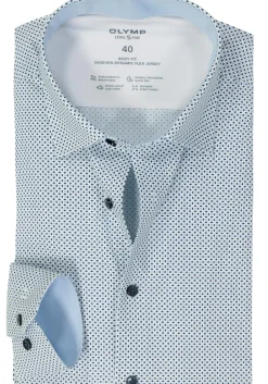 OLYMP 24/7 Level 5 body fit overhemd, tricot, wit dessin
