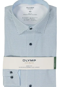 OLYMP 24/7 Level 5 body fit overhemd, tricot, wit dessin