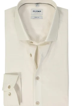 OLYMP Level 5 body fit overhemd, satijnbinding, lichtbeige