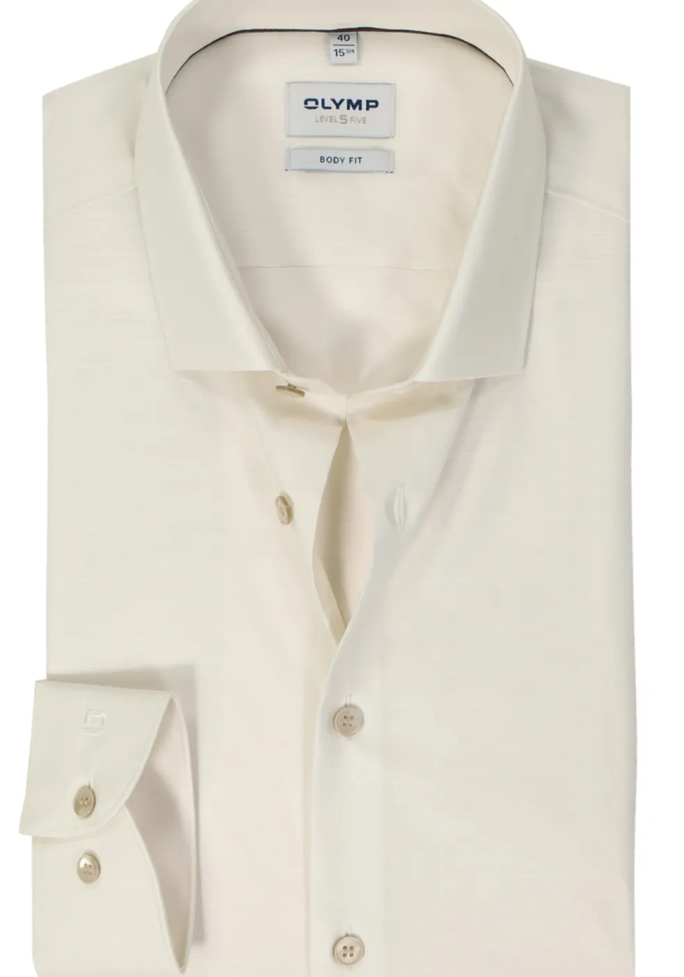 OLYMP Level 5 body fit overhemd, satijnbinding, lichtbeige