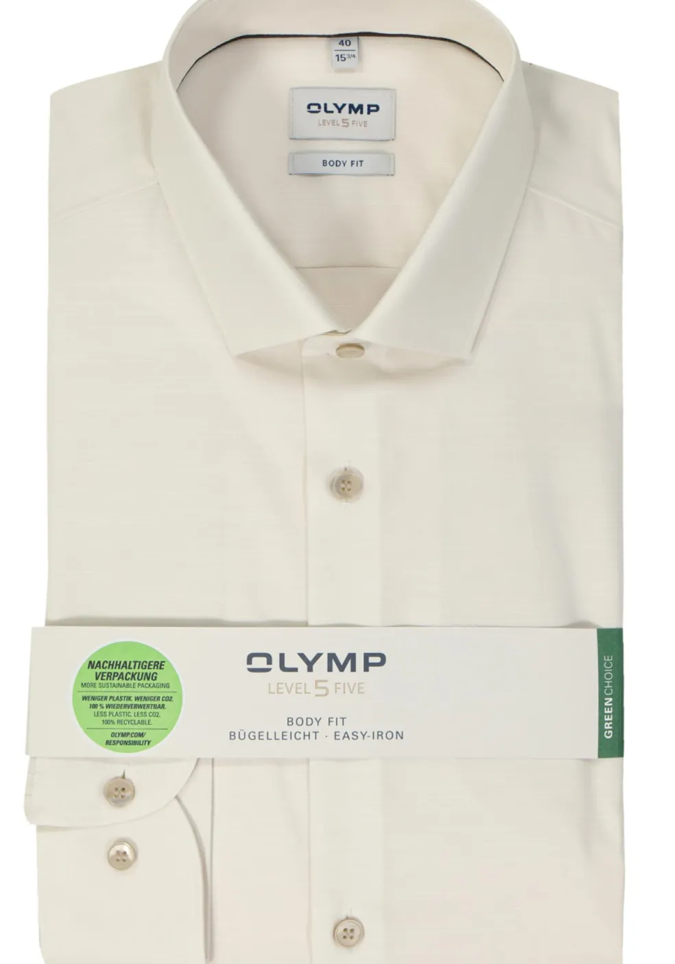 OLYMP Level 5 body fit overhemd, satijnbinding, lichtbeige