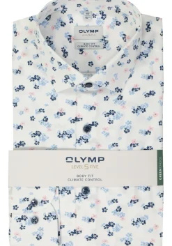 OLYMP 24/7 Level 5 body fit overhemd, dobby, wit dessin