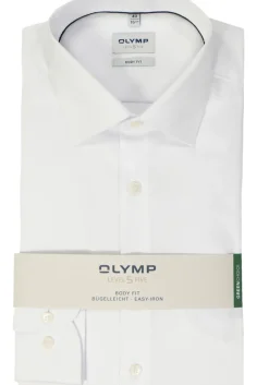 OLYMP Level 5 body fit overhemd, satijnbinding, wit