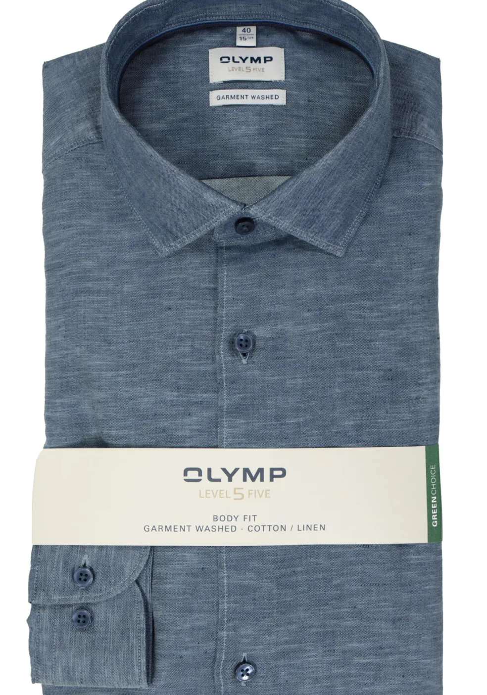 OLYMP Level 5 body fit overhemd, structuur, marine blauw