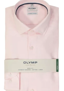 OLYMP Level 5 body fit overhemd, structuur, roze