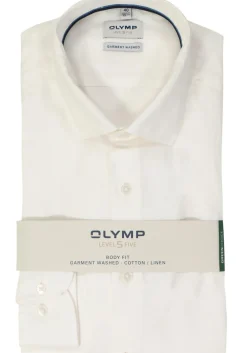 OLYMP Level 5 body fit overhemd, structuur, wit