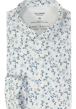 OLYMP 24/7 Level 5 body fit overhemd, tricot, wit dessin