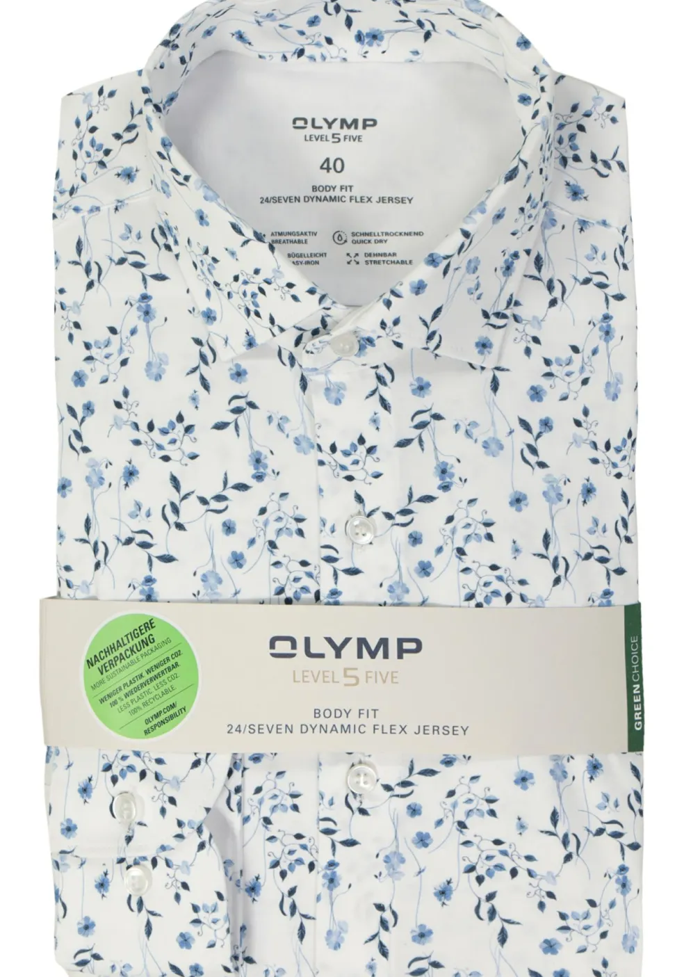 OLYMP 24/7 Level 5 body fit overhemd, tricot, wit dessin