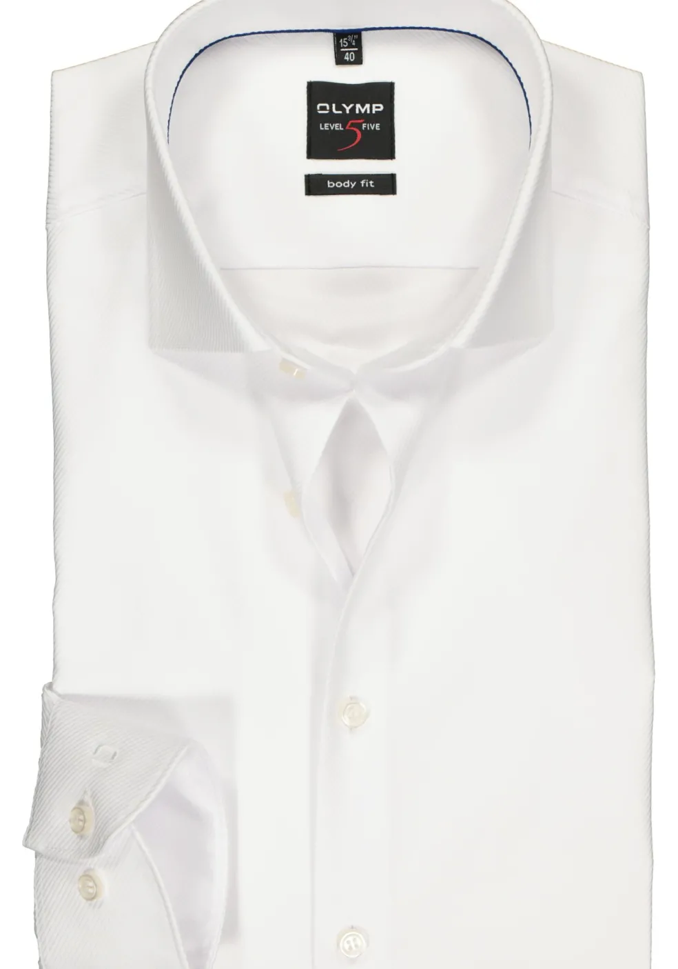 OLYMP Level 5 body fit overhemd, wit diamant twill