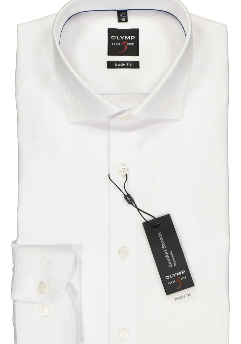 OLYMP Level 5 body fit overhemd, wit diamant twill