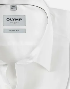 OLYMP Level 5 body fit smoking overhemd, mouwlengte 7, popeline, lichtbeige