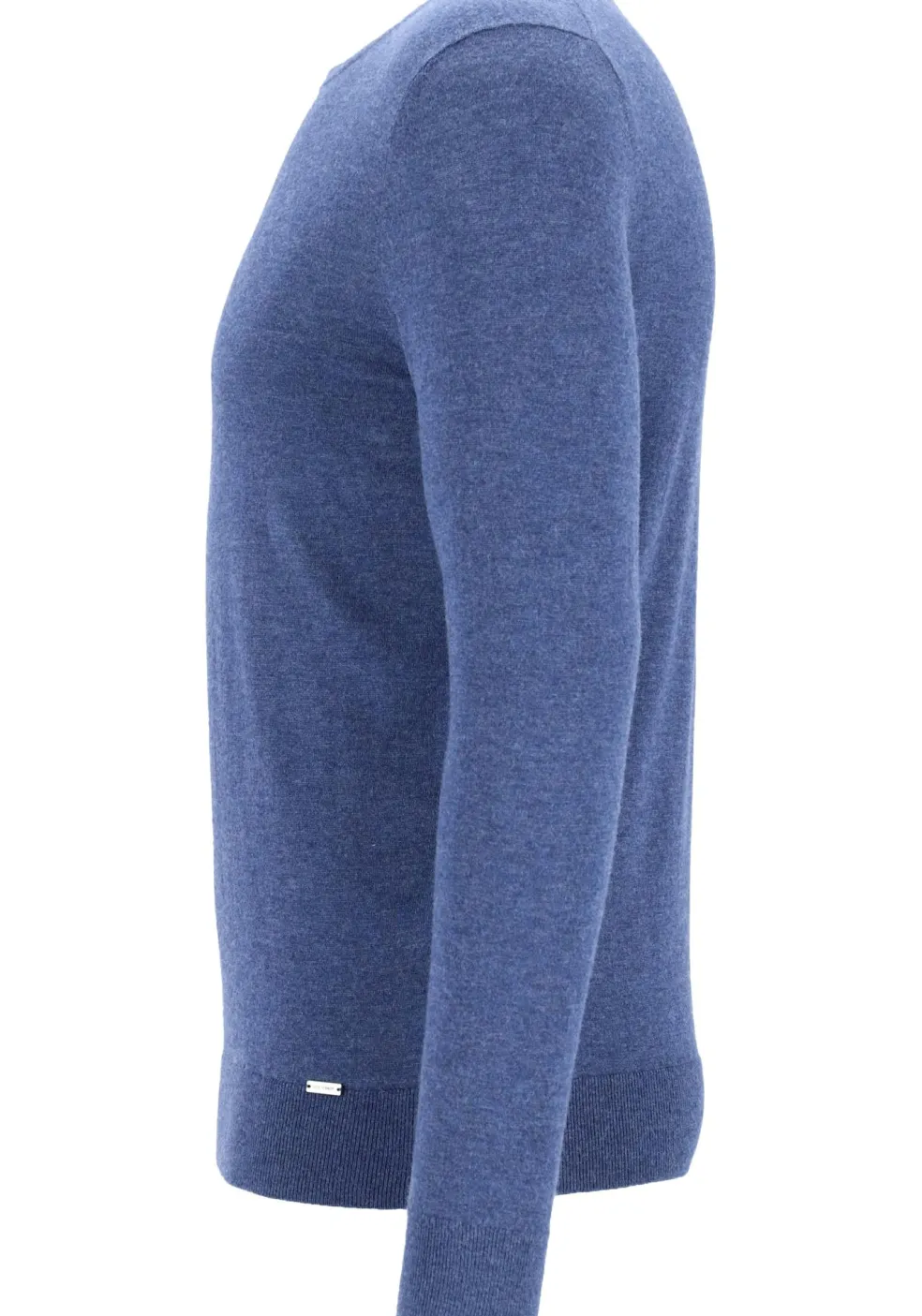 OLYMP Level 5 body fit trui wol met zijde, O-hals, royal blauw