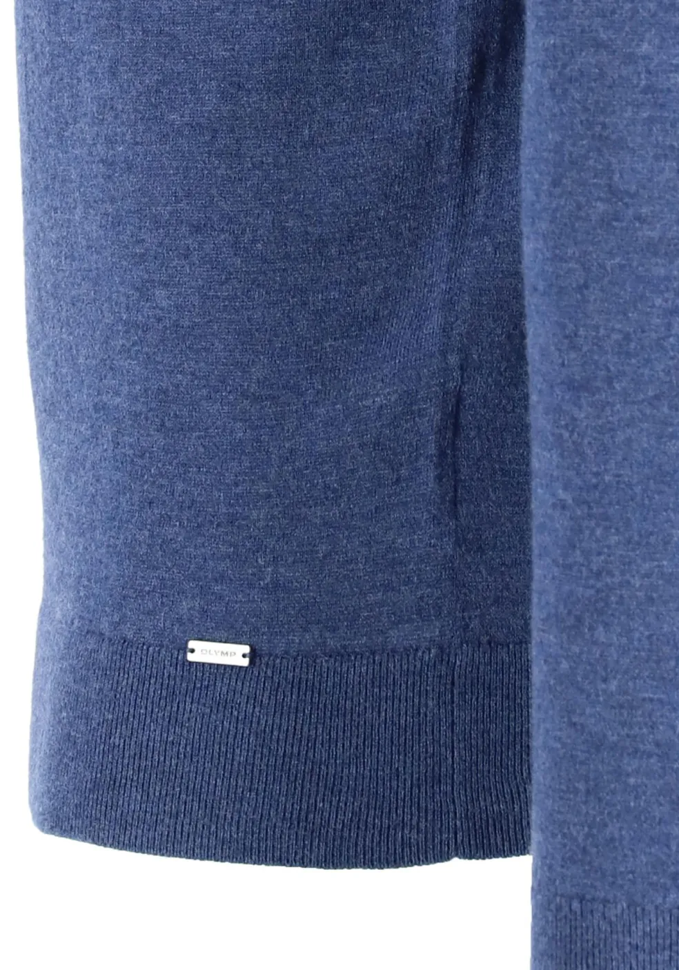 OLYMP Level 5 body fit trui wol met zijde, O-hals, royal blauw