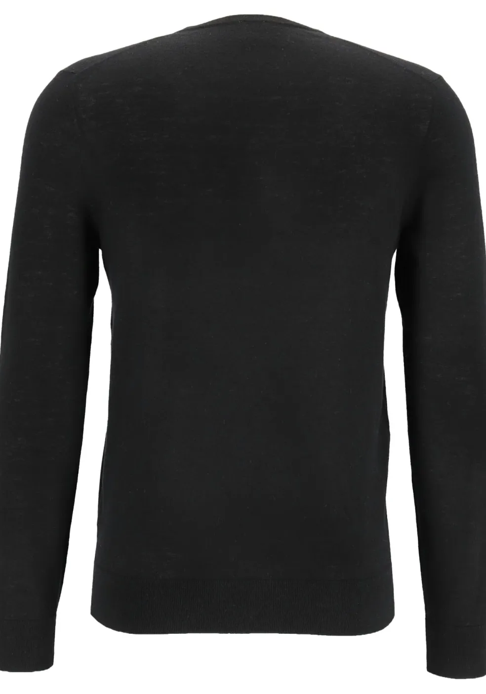 OLYMP Level 5 body fit trui wol met zijde, V-hals, zwart