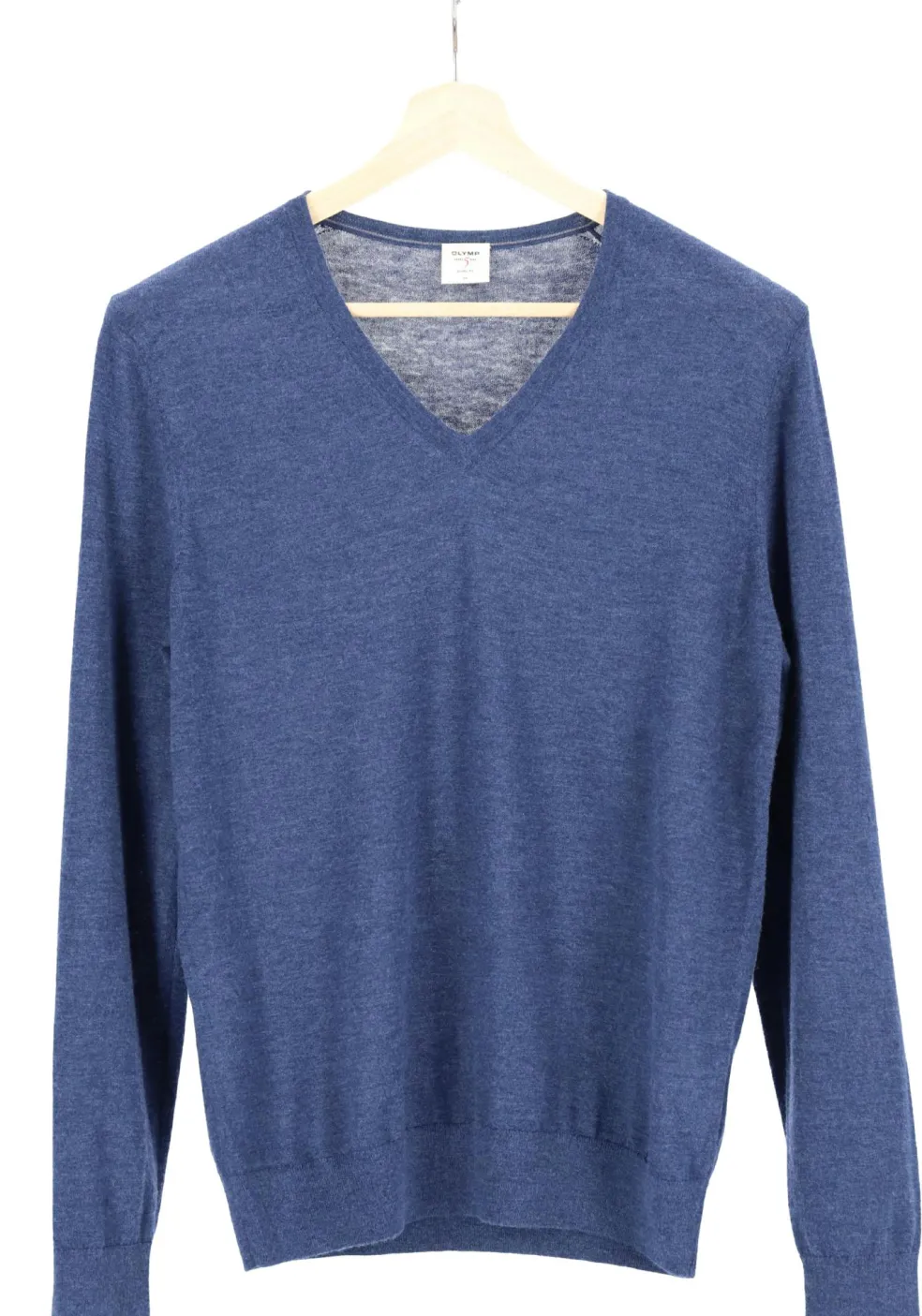 OLYMP Level 5 body fit trui wol met zijde, V-hals, royal blauw