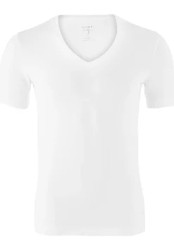 OLYMP Level 5 body fit T-shirt, V-hals, wit