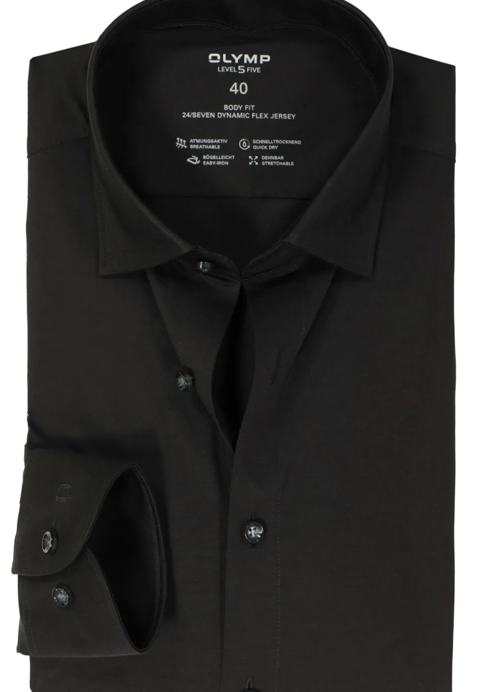 OLYMP Level 5 24/Seven body fit overhemd, zwart tricot
