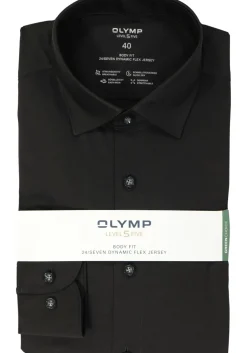 OLYMP Level 5 24/Seven body fit overhemd, zwart tricot