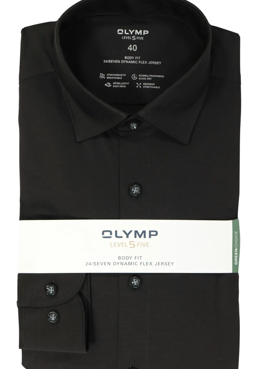 OLYMP Level 5 24/Seven body fit overhemd, zwart tricot