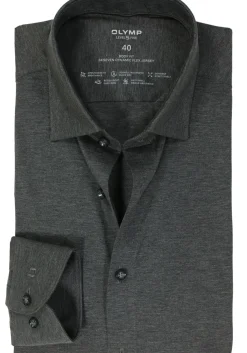 OLYMP Level 5 24/Seven body fit overhemd, antraciet grijs tricot