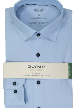 OLYMP Level 5 24/Seven body fit overhemd, lichtblauw tricot