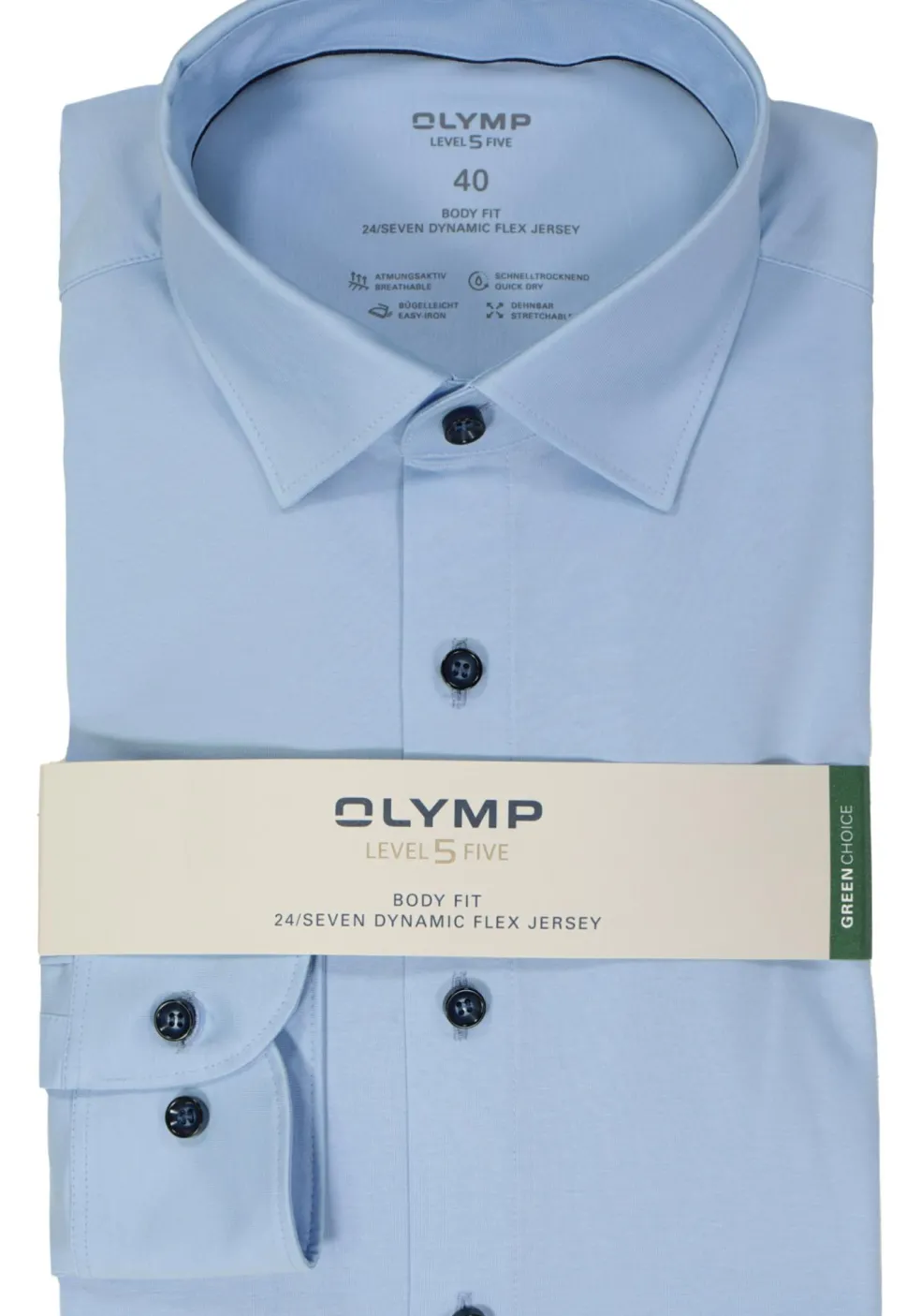 OLYMP Level 5 24/Seven body fit overhemd, lichtblauw tricot