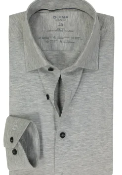 OLYMP Level 5 24/Seven body fit overhemd, zilvergrijs tricot