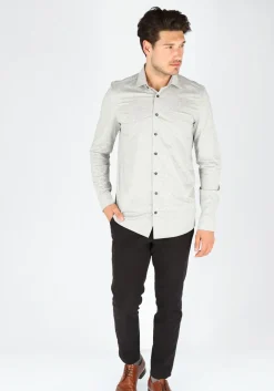 OLYMP Level 5 24/Seven body fit overhemd, zilvergrijs tricot
