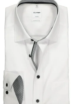 OLYMP Luxor comfort fit overhemd, wit (zwart contrast)