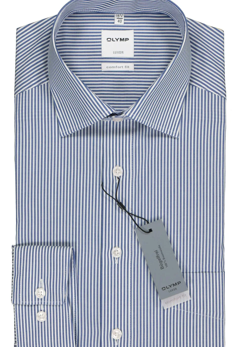 OLYMP Luxor comfort fit overhemd, marine blauw gestreept