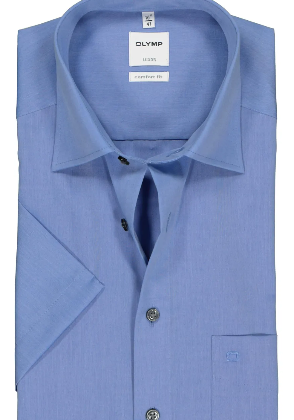 OLYMP Luxor comfort fit overhemd, korte mouw, midden blauw